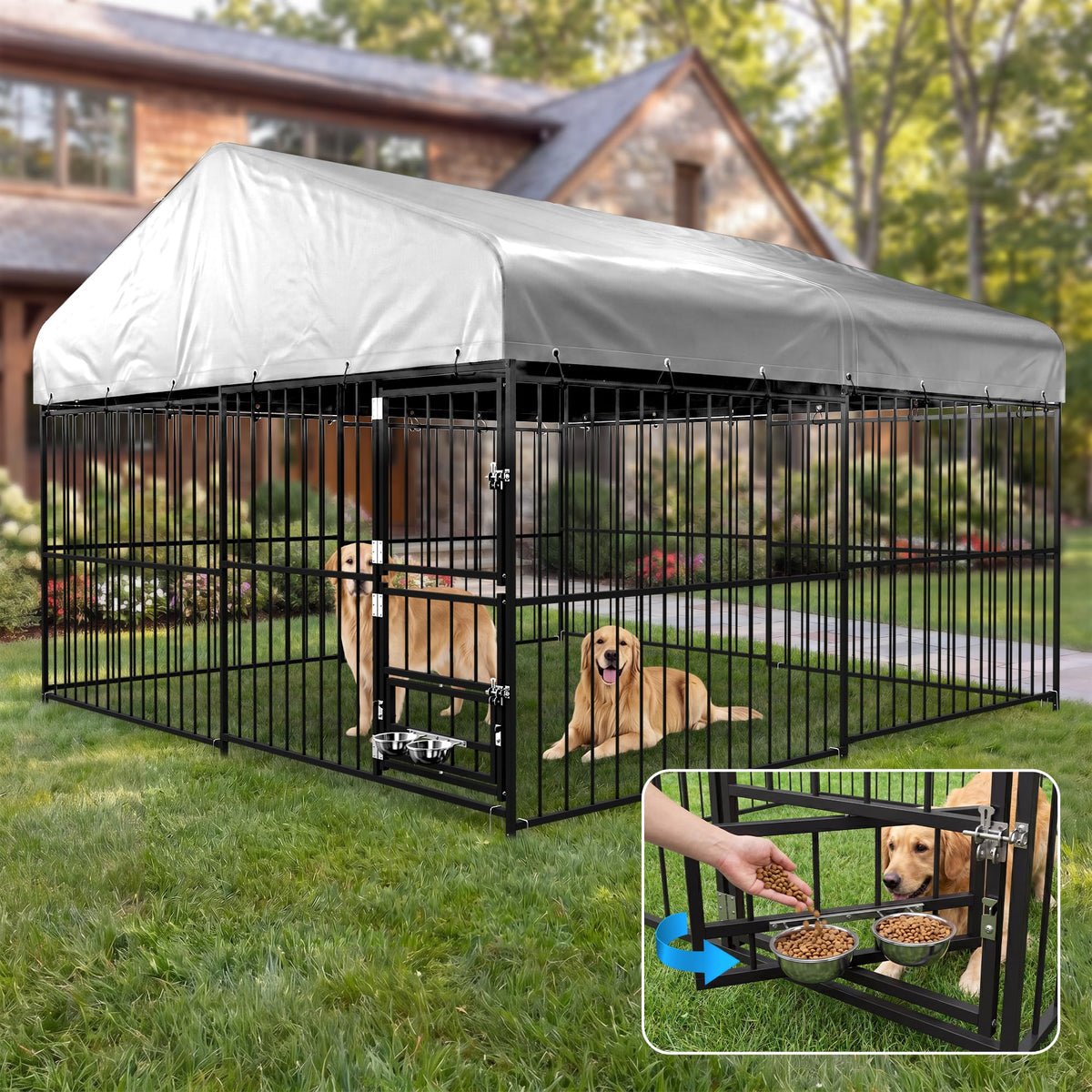 10×10FT Outdoor Dog Kennel with Roof M163479
