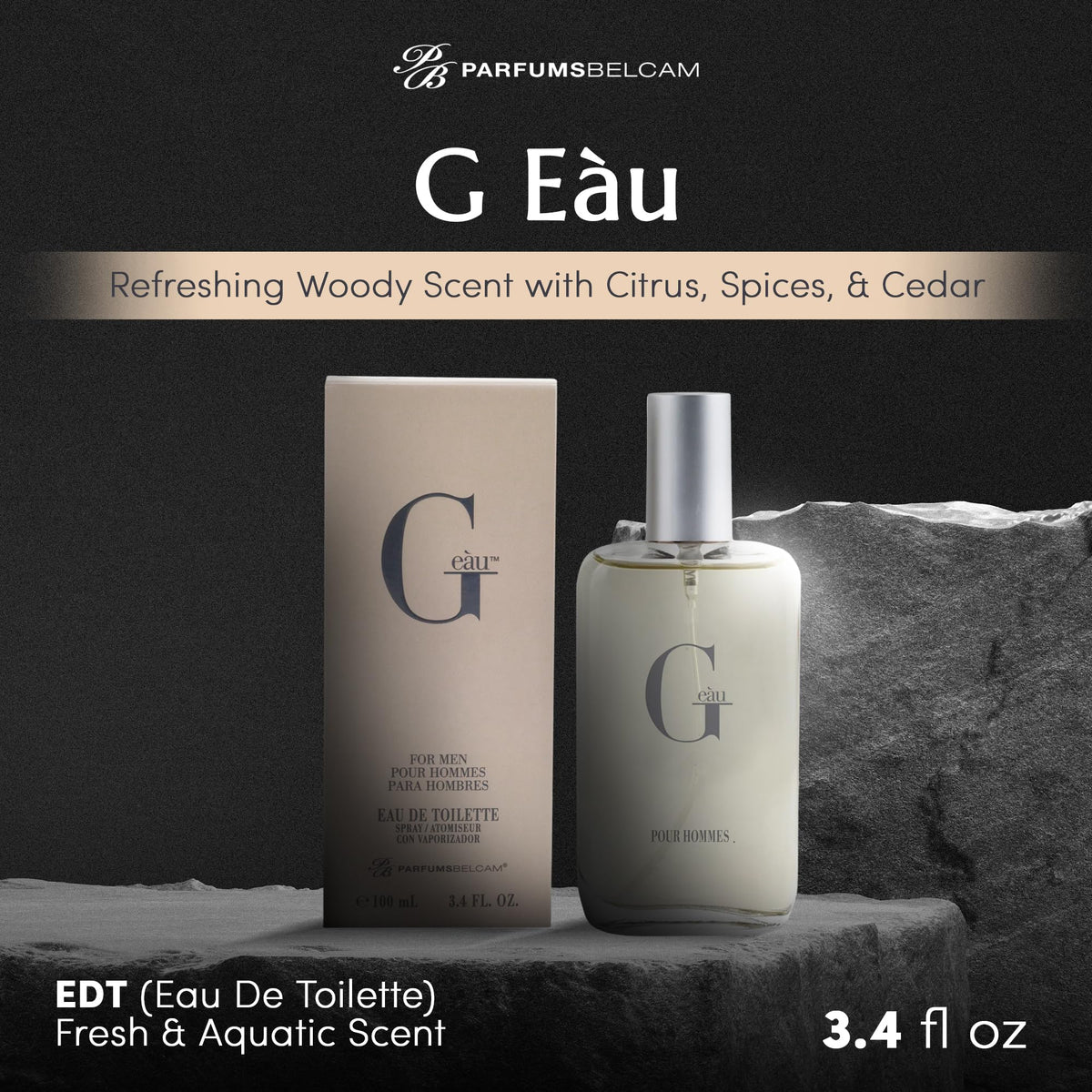 Eau de Toilette Perfume Spray for Men 3.4 Fl Oz Woody Citrus K45389