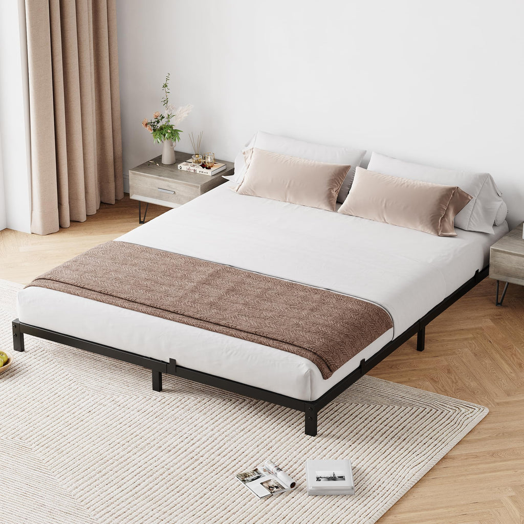 Black Metal Platform Bed Frame Y730731
