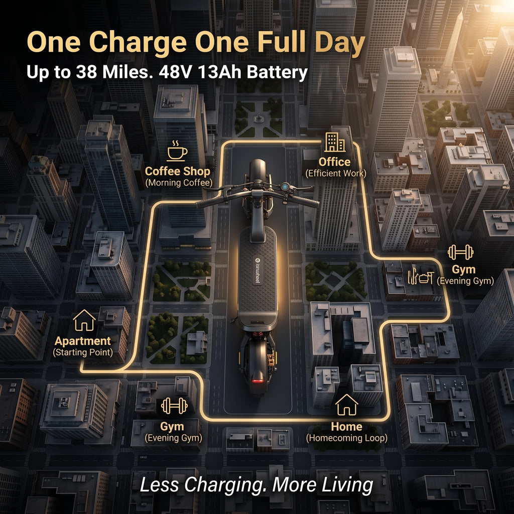 Electric Scooter, 28 MPH, 1000W, 38-Mile Range I68694