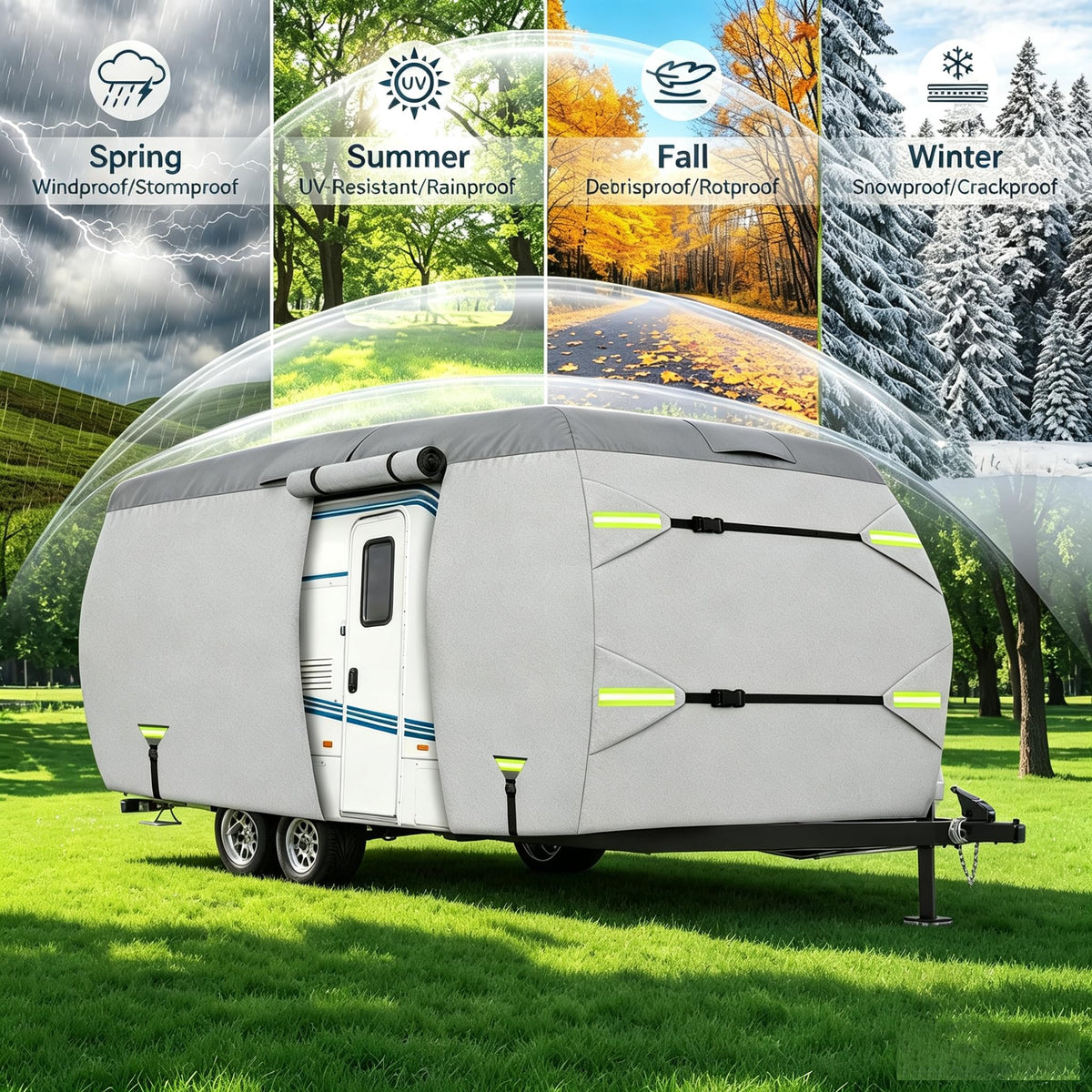 Fiberglass Travel Trailer Cover, Waterproof Camper Cover, RV Cover O5299