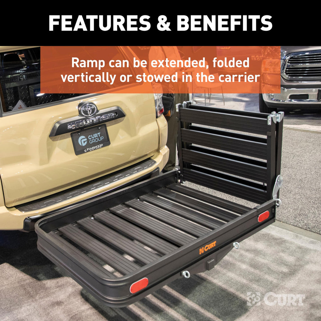 Black Aluminum Hitch Cargo Carrier with Ramp U9862