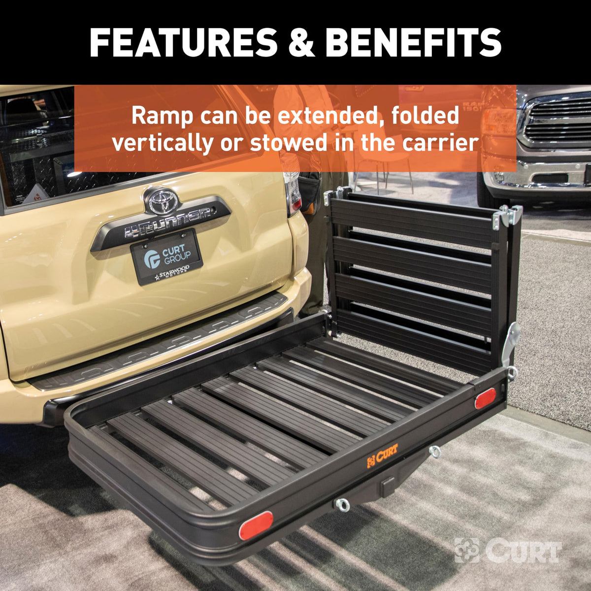 Black Aluminum Hitch Cargo Carrier with Ramp U9862