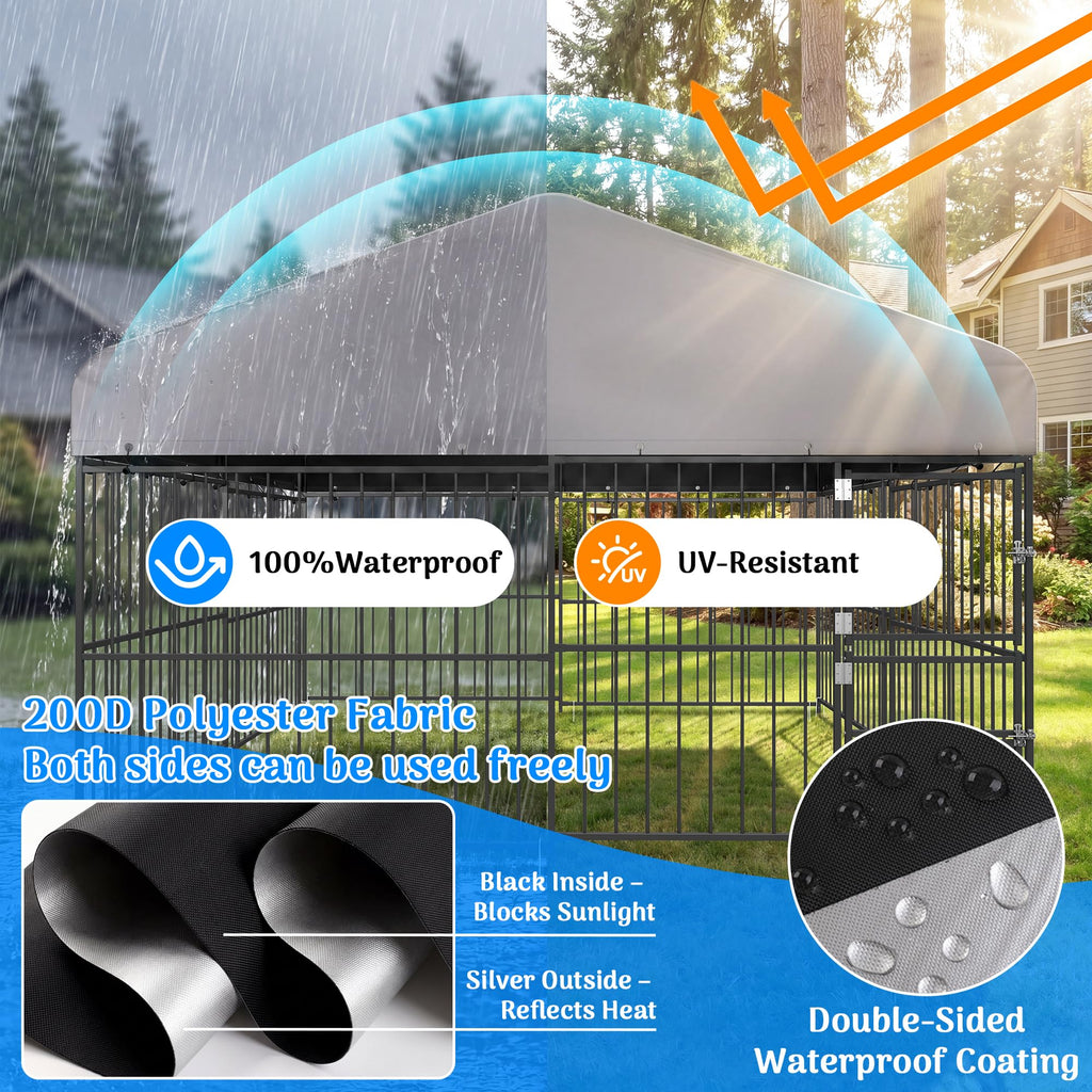 10×10FT Outdoor Dog Kennel with Roof M163479